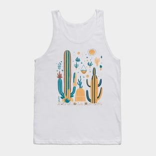 Bohemian Style Floral Cactuses - Minimal Design Tank Top